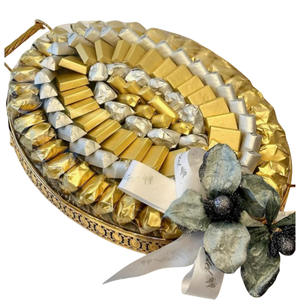 Plateau de service à chocolat en métal doré de qualité supérieure Plateau à chocolat élégant au design fait à la main pour les occasions spéciales et les fêtes - Product Image 6