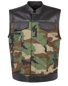 Leather Vest Club Style Motorcycle Leather Vest <b>Men</b> Cowhide Denim <b>Waistcoat</b> Downside Moto Mesh <b>Men's</b> Motorcycle Vest - Product Image 4