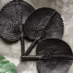 Gran oferta abanico de rafia de ratán de caña de paja tejido a mano abanico de paja bohemio Costero/abanico de boda/abanico de mano de hoja de palma - Product Image 3