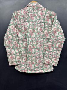 Conjunto de Pijama de Verano para Mujer, Informal, Floral, con Cuello en V, Algodón, Logotipo Frontal ODM, Cintura Elástica, Dos Piezas, Ropa de Dormir - Product Image 4