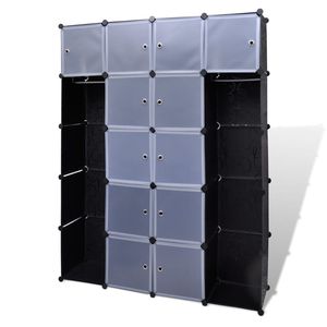 Armadio Modulare a 14 Scomparti per Conservazione Abiti Bianco e Nero Guardaroba Portatile con Dimensioni di 14,6\"x57,5\"x71,1\" - Product Image 2