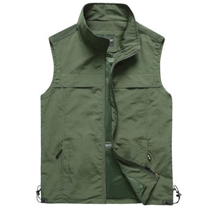 Gilet sans manches à col montant pour hommes, veste de pêche en plein air pour le printemps, l'été avec doublure en maille, logo personnalisé - Product Image 4
