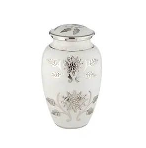 Handmade Designer Grey Aluminium Modern Cremation Urn <b>for</b> Adult Ashes Luxury Table <b>top</b> Home Decor <b>Funeral</b> Keepsake Comfort - Product Image 3