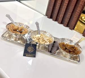 ชุดชามชุบเงินคุณภาพดีที่สุดพร้อมถาดและช้อนใช้สำหรับผลไม้แห้งขนมหวานและของตกแต่งบ้านคืนของเป็นของขวัญ - Product Image 3