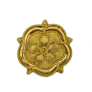 Haute qualité personnalisé anglais Rose Bullion fil or métal coudre dentelle brodé Badge décoration - Product Image 1