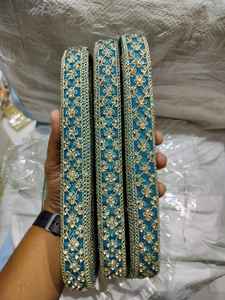 Custom made in <b>stone</b> work embroidered laces in 1 inch width in several <b>colours</b> for dresses and suits and for reselling purposes - Product Image 2