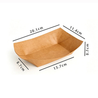 Plateau en papier jetable en forme de bateau, prix d'usine, étanche et résistant à l'huile, boîte en papier kraft pour plats à emporter rapides