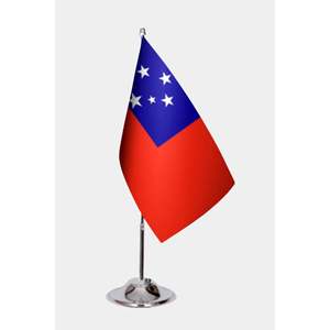 Banderas de Escritorio de Samoa con Logotipo Personalizado, Impresión Digital, Asta de Aluminio, para Seguros de Automóviles, Educación, con Nailon, Plástico, Poliéster y Seda - Product Image 1