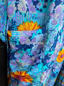 Kimono de Lujo de Seda Crepé para Mujer |   Falda Cruzada de Seda con Estampado Floral y Cintura Elástica Hecha a Mano |   Ropa de Playa y de Estar por Casa para Verano, Regalo para Ella - Product Image 4
