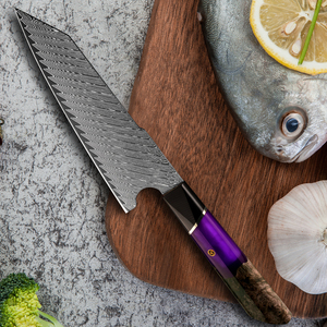 Venta al por mayor personalizado de alta calidad OEM ODM servicio Damasco acero Ultra fijo hoja afilada corte Chef cocina cuchillo de cocina - Product Image 4