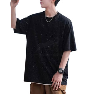 Commande en gros de t-shirts en strass, vêtements décontractés personnalisés en pierre de cristal, fabrication de t-shirts en strass - Product Image 1