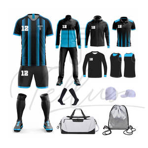 Ensemble de maillot et short de football pour homme avec nom d'équipe personnalisé, polyester/coton, léger, respirant, séchage rapide, utilisation estivale, vente en gros - Product Image 3