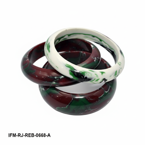 Handmade Resin Bangle <b>Bracelet</b> Set Chunky Burgundy <b>White</b> & Green Stackable Artistic Jewelry for Women - Product Image 2