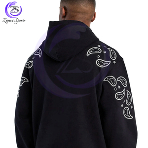 Nueva moda ropa de calle Color negro suave y elegante ligero a prueba de viento hecho a mano hombres ropa exterior último estilo sudaderas con capucha de diamantes de imitación - Product Image 5