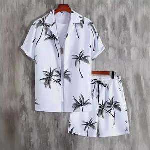 ชุดเสื้อเชิ๊ตพิมพ์ลายต้นมะพร้าวสำหรับผู้ชายฤดูร้อนเสื้อฮาวายแขนสั้นคอปก3D ชุดชายหาดกางเกงขาสั้นลำลองไซส์ใหญ่พิเศษ - Product Image 5