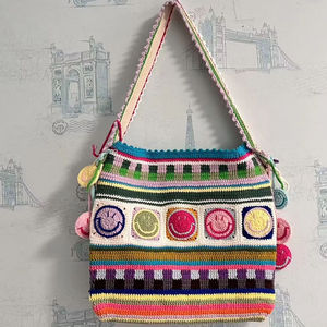 Bolso de Hombro Tejido a Crochet para Mujer, Accesorio de Moda con Diseño de Flores y Patrón de Niña, Cesta Tejida Personalizada - Product Image 2