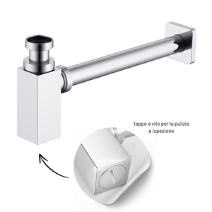 Facile da installare e pulire bottiglia a sifone in ottone di forma quadrata-trappola idraulica decorativa con finitura cromata progettata - Product Image 2