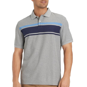 เสื้อโปโลลายทางสำหรับผู้ชายเสื้อโปโลแนวธุรกิจทรงสลิมฟิตพร้อมโลโก้ออกแบบได้ตามต้องการ - Product Image 4