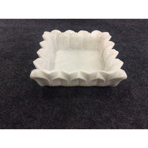 Frutero de mármol blanco moderno con superficie pulida, diseño tallado, no tóxico para Villa, accesorio decorativo para fiestas - Product Image 3