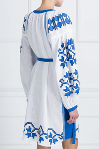 ชุดเดรสสั้นสไตล์โบฮีเมียนสำหรับผู้หญิงแขนยาวลำลองสำหรับใส่ทำงานตอนเย็นลายดอกไม้สีขาวปักลายเม็กซิกัน - Product Image 5