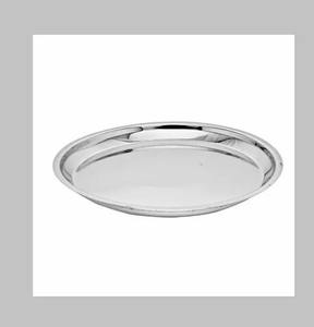Plat Thali en acier inoxydable 9 pouces rond finition miroir uni taille standard passe au lave-vaisselle argenté usage domestique fabriqué en Inde - Product Image 3