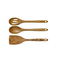 Ensemble d'ustensiles de cuisine antiadhésifs Comfort Grip Cuillères en bois naturel pour la cuisson d'outils à salade pour la maison et l'hôtel