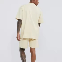 Ensemble T-shirt à capuche rose à manches courtes et short assorti pour homme, léger, 100 % coton, décontracté, respirant, idéal pour l'hiver