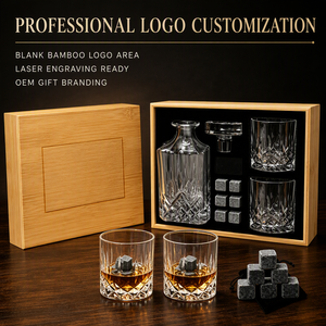 SHUNSTONE <strong>Crystal</strong> 26oz <strong>Whiskey</strong> <strong>Decanter</strong> Set Bamboo Box Chilling Stones Glassware Gift for Men Retail and Holiday Supply - Product Image 6