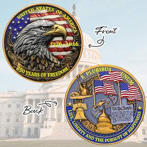Moneta Commemorativa Personalizzata per Anniversario - <span class=keywords><strong>Aquila</strong></span> Americana e Simboli Patriottici da Collezione - Merchandise Americano per Celebrazioni - Product Image 4