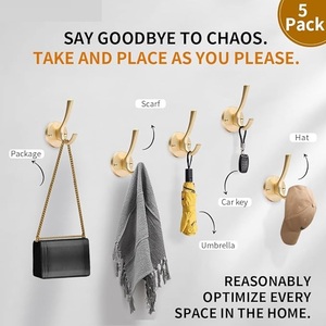 Heavy Duty Flared Aluminium Wall Mounted Coat <b>Hooks</b> Utility <b>Hooks</b> for Clothing Scarf Bag <b>Towel</b> & Key Prong <b>Hook</b> Screws Included - Product Image 6