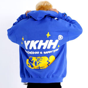 100% algodón al por mayor sudaderas con capucha personalizadas hombres y cremallera impresa calle estilo Hip Hop sudaderas Puff impresión cremallera completa, calle - Product Image 2