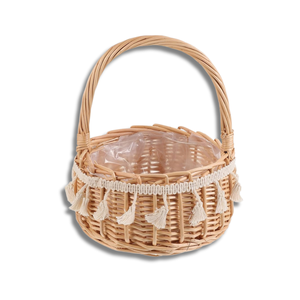 Cesta de flores tejidas de ratán hechas a mano, cesta de campo VINTAGE, cesta de Picnic de regalo de huevo de Pascua duradera con asa - Product Image 1