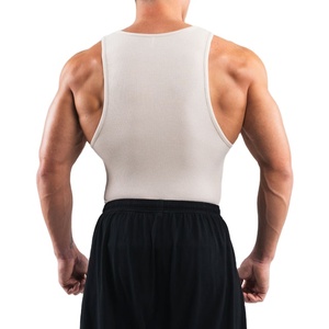 เสื้อกล้ามออกกำลังกายผู้ชายแบบสั่งตัดเย็บพิเศษ ดีไซน์เว้าข้าง สีพื้น ผ้าริบ ไร้แขน เหมาะสำหรับฟิตเนสและออกกำลังกาย - Product Image 6