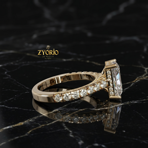 14K <b>Gold</b> Radiant Cut Engagement <b>Ring</b> Pave <b>Set</b> Solitaire <b>Ring</b> Luxury Bridal Wedding <b>Ring</b> for Women - Product Image 2
