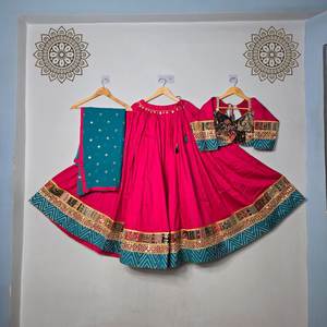 Belle impression florale mariée Lehenga Choli avec koti Tusser gratuit soie meilleur matériel de robe indienne et pakistanaise - Product Image 2