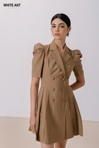 2024 nuevo diseño vestidos mujeres cuello de un solo pecho romano Domingo vestido plisado embalaje personalizado Whiteant Vietnam Factory - Product Image 4