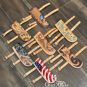 New Trendy Design Hand Tooled Leather Flag Holder Rustic Western Vibe Handmade Vintage <b>Pole</b> Mount for Outdoor Event & Home Decor - Product Image 1