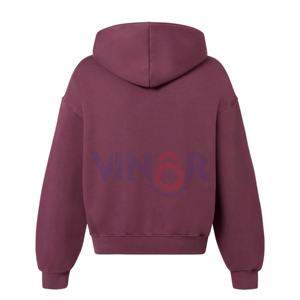 Sweat à capuche en coton pour homme, poids lourd, surdimensionné, logo brodé personnalisé, tissu français épais, teinture unie pour l'hiver - Product Image 2