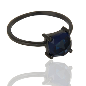 แหวนพลอยคอรันดัมสีฟ้าธรรมชาติสีเงินสเตอริงแหวนวางซ้อนกันได้เครื่องประดับที่กำหนดเองสำหรับผู้หญิงของขวัญสำหรับเธอ - Product Image 2