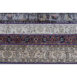 Alfombra Turca Vintage de 2.5x4.1 pies (75x125 cm), Alfombra Azul con Diseño de Patchwork - Product Image 5