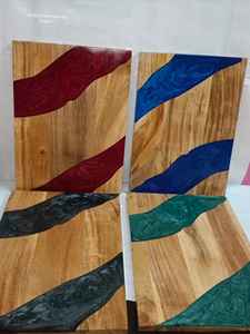 Planche à découper en bois et résine époxy robuste Planche à découper professionnelle pour les cuisines de restaurants et d'hôtels Planche de service - Product Image 5