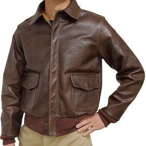Chaqueta de Cuero Estilo A2 para Hombre, Chaqueta de Piloto Retro de Cuero Genuino, Chaqueta de Cuero de Aviador RAF Estadounidense - Product Image 2