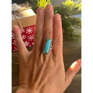 Southwest Handmade Mohave Kingman <b>Turquoise</b> Sterling Silver <b>Ring</b> Size 9.75 - Product Image 1