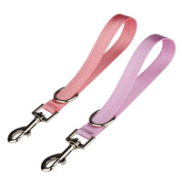 Laisse courte de dressage pour chien en sangle polyester avec poignée et anneau en D