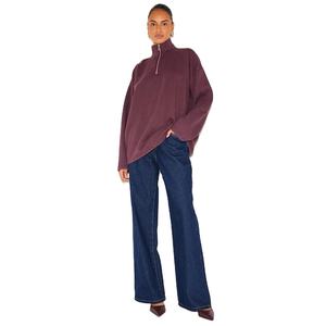 Sweat-shirt à demi-fermeture éclair pour femmes Pull surdimensionné Loose Fit Warm Fleece High Neck Top OEM Factory Custom Logo Wholesale Casual Wear - Product Image 5