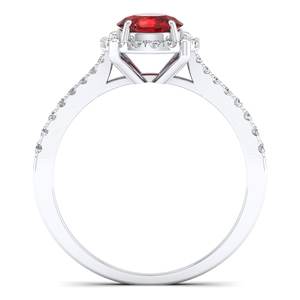 Anillos de Compromiso REYES de Alta Calidad, Plata de Ley 925, Moissanita, Joyería Fina, Corte Redondo, 0.84 Quilates, Piedra Preciosa de Granate, Halo - Product Image 4