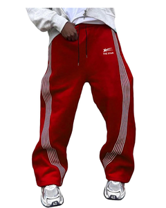 กางเกงวอร์มทรงตรงของผู้ชายเอวเชือกยาวดีไซน์ลายขวางสีสันสดใสและทรงโป่งพองพอดีตัวเหมาะสำหรับกระเป๋าพักผ่อน - Product Image 1