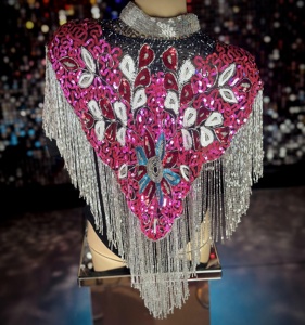 Cape burlesque élégante perles de paillettes perlées frange pour la décoration de broderie naturelle de Silhouette droite de festival festif - Product Image 5