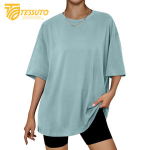 Camiseta básica de gran tamaño con logotipo de impresión personalizado de peso pesado Camiseta de algodón 100% de moda de talla grande de alta calidad para mujer - Product Image 1