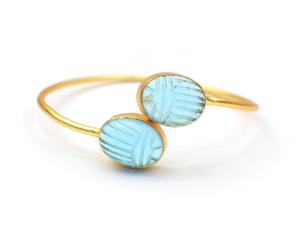 ทำด้วยมือ18K ชุบทองปรับได้กำไลข้อมือหินคู่อัญมณีแกะสลักธรรมชาติทันสมัยของขวัญปาร์ตี้คลาสสิก - Product Image 1